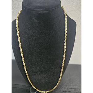 24in. 14K Gold Plated on brass- 2mm Rope Chain Necklace with Velvet Pouch